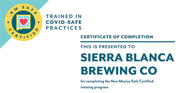 Sierra Blanca Brewery Covid Safe Certificate