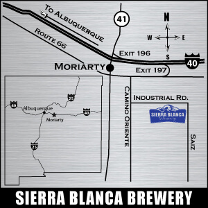 Contact form for Sierra Blanca Brewing Company Moriarty New Mexico Map